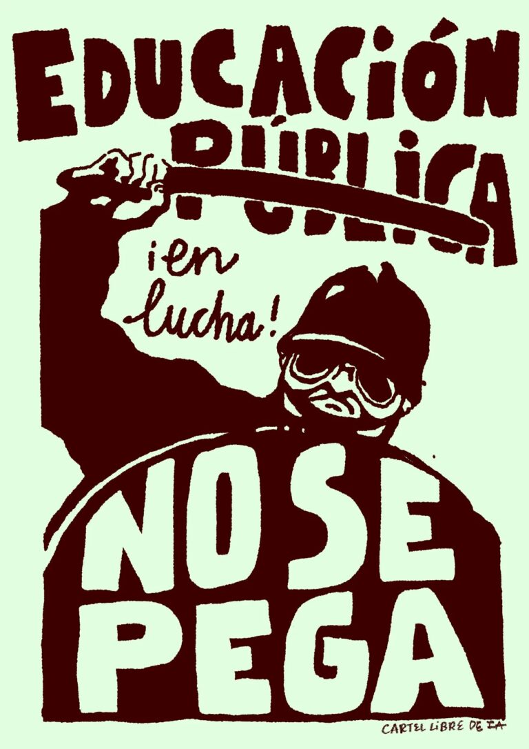 Cartel «Educación pública en lucha: no se pega»